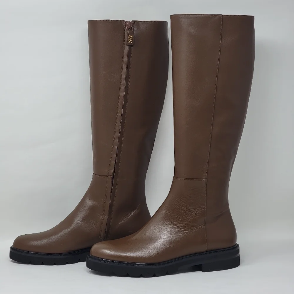 Stuart Weitzman Rider Knee Brown Boots Leather S6801 Women's Size 5 B New - Picture 1 of 13